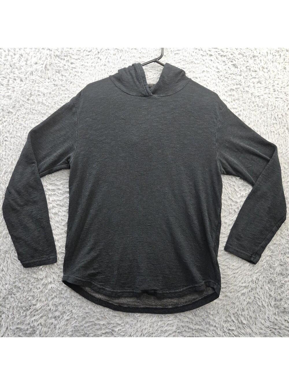 GOODLIFE Hoodie Men Medium Pullover Knit Curve Hem Black Made in USA